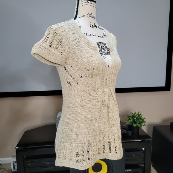 Willi Smith Gold Open Knit Top - Size Small - Picture 3 of 11